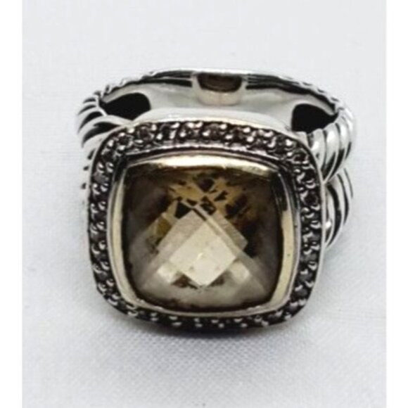 David Yurman Albion Citrine 18K Silver Diamond Ring - Picture 1 of 11